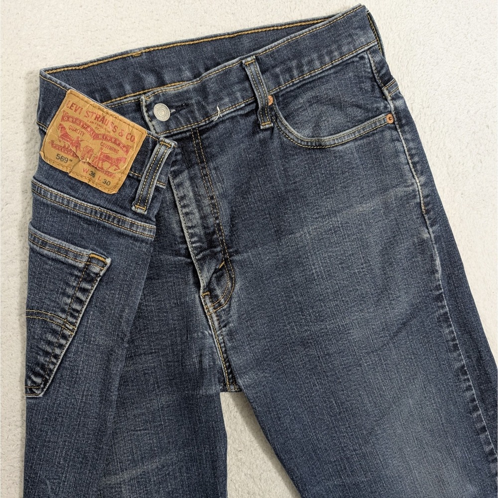 Levi's 569 Straight Jeans Men's 36x30 Dark Wash Comfort Baggy Stretch